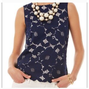 Lilly Pulitzer Iona Lace Overlay Sleeveless Top Size Medium